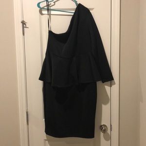 ASOS curve black peplum one sleeve dress